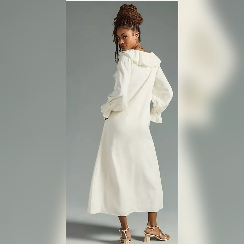 Anthropologie Porridge Ivory Ruffle Long Sleeve Dress - Picture 2 of 13